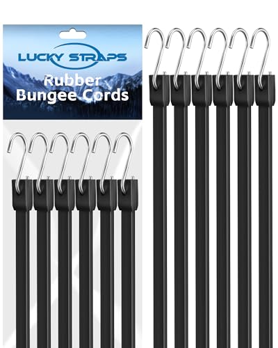 8 Inch Short Rubber Bungee Cords Heavy Duty Outdoor, Mini Small Bungee Straps with Upgraded Hooks, Black Tarp Straps with 1.9X Max Stretch & 100% Rubber for Cargo, Van, Truck, Motorcycle, etc (12 Pcs) - size: 8'', style: 100% Rubber
