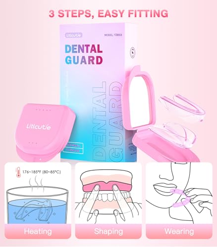 Anti Grinding Guard, Small Mouth Guard for Women, 4 Pack Moldable Teeth Guard at Night Sleep Ventilated Teeth Grinding Guard Box with 5X Magnifying Mirror - size: Small (4 Pack)