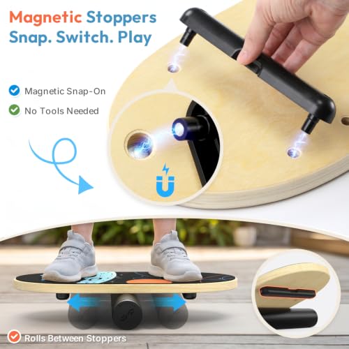 Sportneer Kids Balance Board, 4-Mode Adjustable Balance Trainer | Build for Kids, 4 Modes, Safe & Sturdy Wobble Board, Balance Trainer - color: Space Black