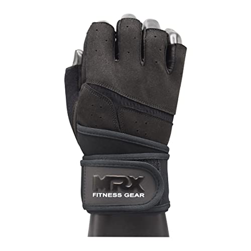 MRX Weightlifting Gloves for Men Workout Gloves Mens Wrist Support Lifting Gloves Male Gym Gloves | Workout Gym Accessories for Men Weight Lifting Fingerless Gym Exercise for Powerlifting - color: Black 2627, size: X-Large