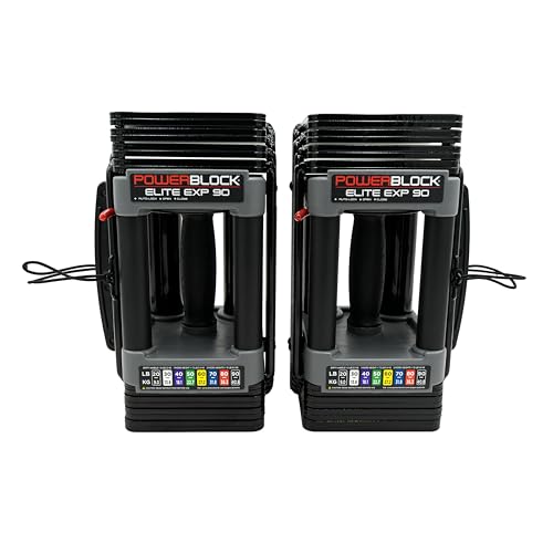 PowerBlock Elite EXP Adjustable Dumbbells, Sold in Pairs, Stage 1, 5-50 lb. Dumbbells, Durable Steel Build, Innovative Workout Equipment, All-in-One Dumbbells, Expandable with Expansion Kits