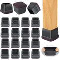 16-Pcs Square Silicone Chair Leg Floor Protectors, Thick & Durable | Protect Hardwood Floors from Scratches & Noise, Fit Dining Table & Bar Stool Legs (Fits 1-1/10" to 1-3/10") - size: L - 16 Pcs - Black