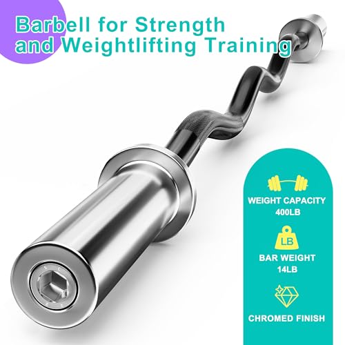 TUYOHW Barbell Set: 7ft Straight Bar & 4ft EZ Curl Bar, 700LB/400LB Capacity, Knurled Grip, Black/Silver Finish, Steel, Ideal for Home & Gym Use