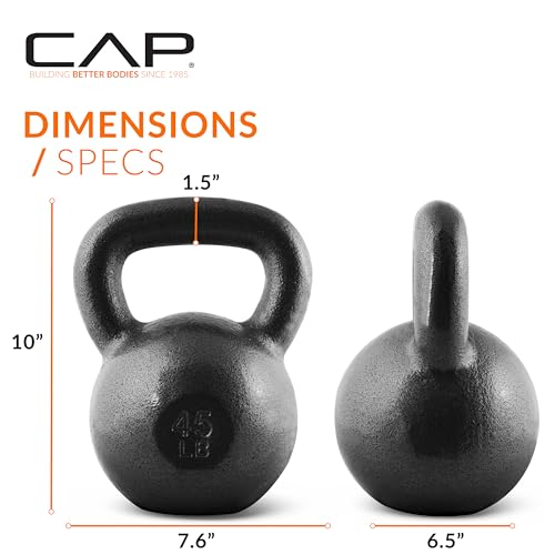CAP Barbell Cast Iron Kettlebell - Singles and Sets, Multiple Weight Choices - size: 45 pounds