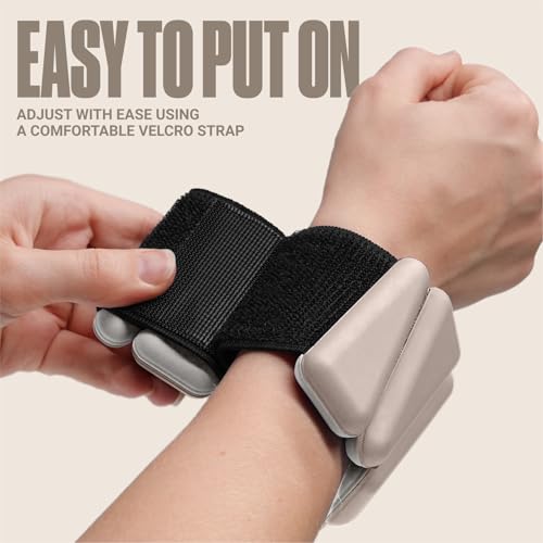 SPORTBIT Wrist and Ankle Weights for Women - Set of 2 (1lb Each) Wearable Ankle & Wrist Weights - Leg & Arm Bands, Silicone Weighted Bracelets for Workout, Walking, Running, Yoga, Pilates - color: Beige