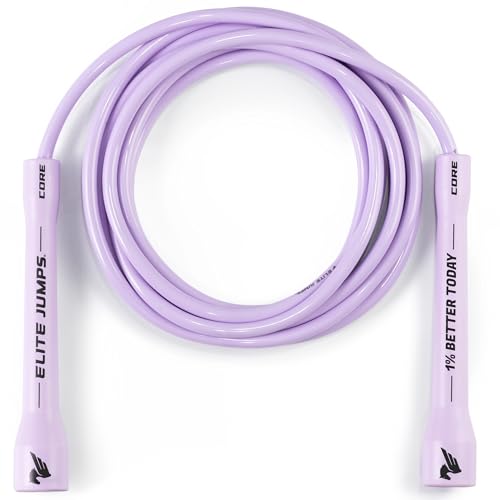 Elite Jumps 6mm PVC Jump Rope, Adjustable Skipping Rope | Non-kinking PVC cord. Unbreakable handles. Smooth rotation. For cardio and boxing. - color: Pastel Purple
