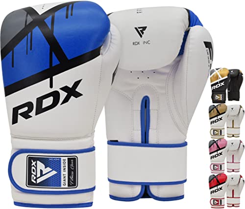 RDX Boxing Gloves EGO, Sparring Muay Thai Kickboxing MMA Heavy Training Mitts, Maya Hide Leather, Ventilated, Long Support, Punching Bag Workout Pads, Men Women Adult 8 10 12 14 16 oz - color: BLUE, size: 14OZ