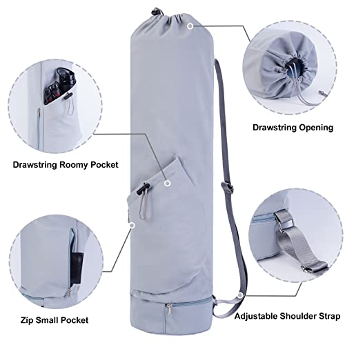 sportsnew Yoga Mat Bag with Water Bottle Pocket & Wet Pocket for Women | Yoga mat carrier fits 1/8"-3/8" yoga mats, quick-access multi-pocket organization, lightweight for gym, Pilates & studio - color: Blue, size: Medium