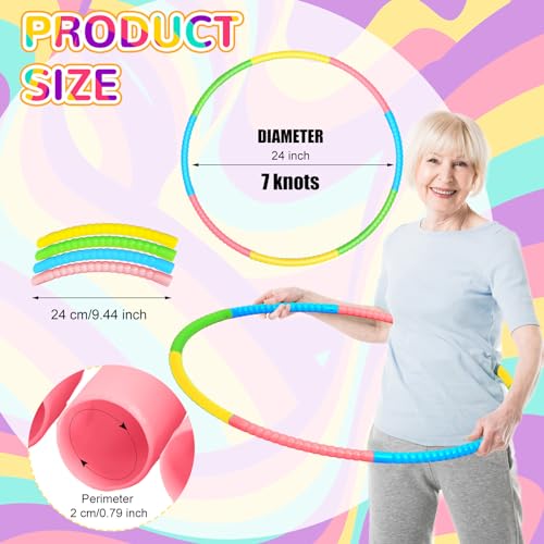 Sratte 12 Pcs Toy Hoop for Kid Detachable Adjustable Toy Hoop Colored Hoop Exercise Ring Plastic Circle for Kid Teen Gymnastics Dog Agility Equipment, Require Self Assembly(Fresh Color, 24 Inch) - color: Fresh Color, size: 24 Inch