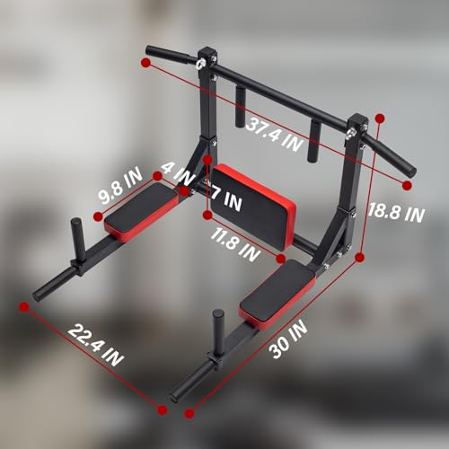 Multifunctional Wall Mounted Pull Up Bar, Pull Up Dip Station for Indoor Home Gym Workout, Heavy Duty Steel Supports up to 440 LBS - style: type E
