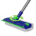 3 in 1 Floor Scrub Brush with Long Handle & Squeegee | Heavy-Duty, Adjustable, 360° Rotating Head for Cleaning Tile Bathroom Deck Kitchen Patio, Blue - color: Blue
