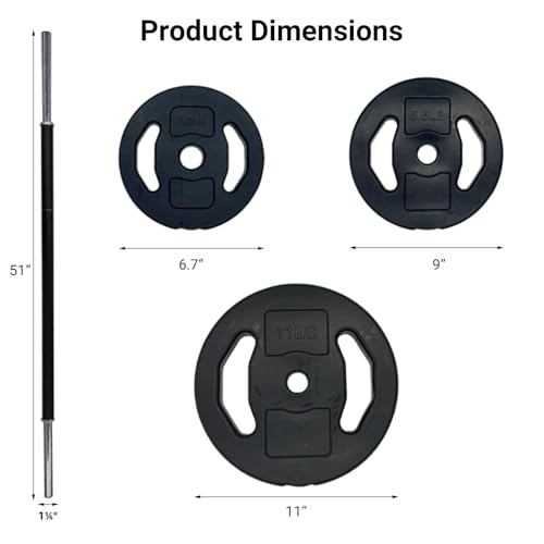 40Lb Adjustable Dumbbell Barbell Set with Cardio Pum, 6 Weight Plates & 3 51-Inch Bar Bars - Cardio Pump for Home Gym, Full Body Strength Training, Multi-Color Free Weights - color: Black-Round-40lb