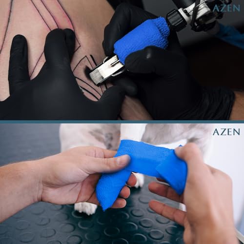 AZEN 16 Pack Self Adhesive Bandage Wrap Pink, 2" X 5 Yards Elastic Cohesive Bandage Wrap, Athletic Tape, Vet Wrap, Ankle Tape, Tattoo Grip Tape Wrap (Blue) - color: Blue, size: 2 Inch