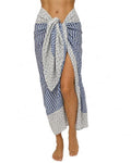 100% Cotton Hand Block Print Pareo Sarong Swimsuit Wrap Skirt Cover Up Long Women’s Apparel Fabric Beach Bikni (73" x 44") - color: Blue 4