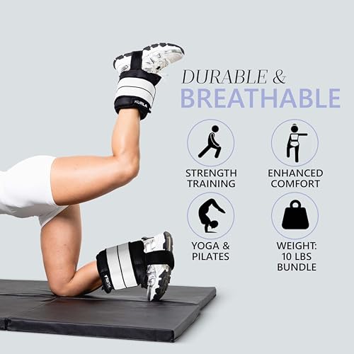 Ankle & Wrist Weights - 8/16/20/30 lbs Pair (4-15lbs - Each) | Dual Adjustable Secure Strap System, Patented Design, Ideal for Home Workouts, Pilates, Yoga, Glute Training - size: 10 lbs each (20 lbs pair)