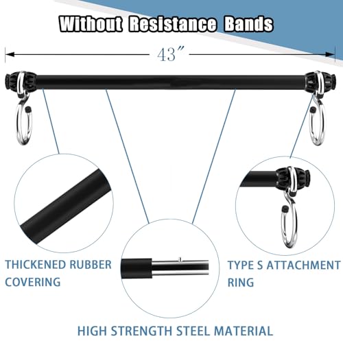Resistance Band Bar, Portable 43 Inch Pilates Bar with Resistance Bands Home Gym Workouts Stick Squat Yoga Pilates Flexbands Kit for Full Body Shaping - color: 43 Inch Bar + 4PCS Resistance Bands
