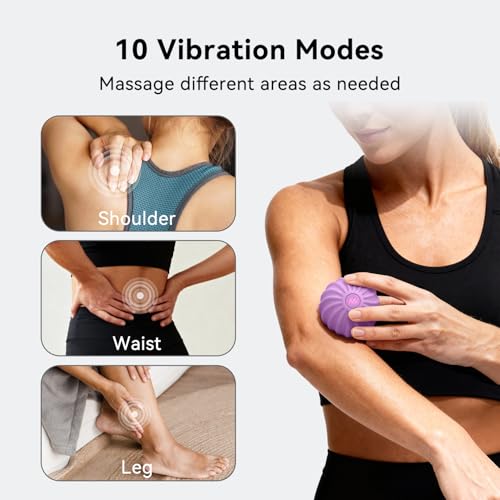 2.4" Mini Electric Vibrating Massage Ball, 10-Speed Fitness Yoga Massage Roller for Palm, Hand, Foot, Leg, Neck, Back, Multi-Directional Massage Ball (Lavender) - color: Lavender
