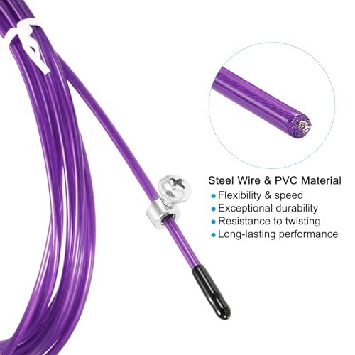 PATIKIL Speed Jump Rope Replacement Cable, Professional Skipping Rope Steel Wire Replace for High Speed Jump Ropes - color: Purple