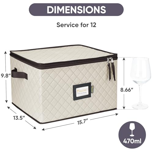 BALEINE China Storage Containers, Sturdy Quilted Wine Glass Storage, Plate Organizer with Carry Handles, Moving Boxes for Dishes, Cups, Mugs and Stemware (Wine Glasses, Soft Shell Cream) - color: Cream, style: Wine Glasses-Soft Shell