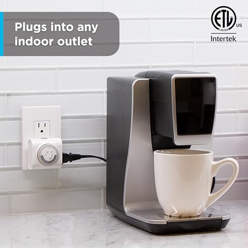 GE 24‑Hour Plug-in Mechanical Timer Outlet, 1 Polarized Outlet, 2 Pack | Plug-in Control for Indoor Lighting, Lamps, Christmas Trees, Manual Override Switch, 30-Minute Intervals - size: 2 Pack