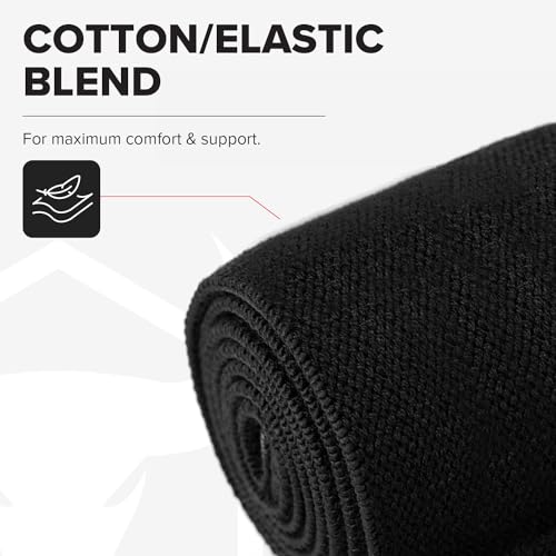 Elbow Wraps for Weightlifting (1 Pair) - 50" Elastic Elbow Braces for Weight Lifting - Elbow Support for Bench Press, Powerlifting, Fitness, & Gym Workout - Gym Elbow Straps Weightlifting - Elbow Compression Strap Brace - color: Black