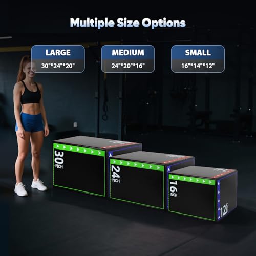3 in 1 Foam Plyometric Jump Box for Home Gym,High Density EPE Foam Core and PVC Leather Cover Non Slip Easy to Clean,Plyo Box for Training Fitness Workout Exercise
