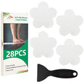 Non Slip Bathtub Stickers 28 PCS Adhesive Anti Slip Shower Stickers for Bath Tub, Bathroom, Stairs with Premium Scraper - color: Clear
