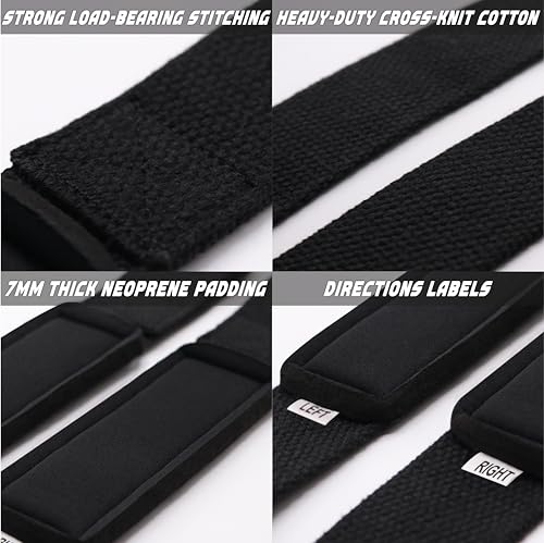 Lifting Wrist Straps for Weightlifting, Weight Lifting Straps Gym Strength Training, Neoprene Padded Wrist Support, Deadlift Straps for Men & Women, 22.5 Inch Cotton - color: Black