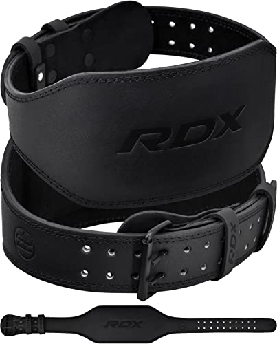 RDX Weight Lifting Belt Gym Fitness, Cowhide Leather, 4” 6” Padded Lumbar Back Support, 10 Adjustable Holes, Weightlifting Powerlifting Bodybuilding Deadlift Squat Workout Strength Training, Men Women - color: Black 6 Inch, size: S Fits 19 to 23 Inches