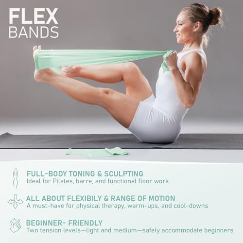 PhysKcal Pilates Kit, 15-Inch Pilates Ring with 1x Pilates Ball & 5X Bands | Aesthetic Home Pilates Equipment Set, Essential Kit for Beginners in Minimalist Style. Comes in Premium Packaging - color: Soft Mint