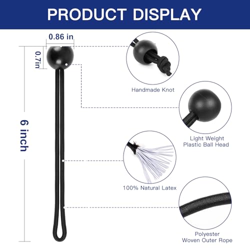 Ball Bungee Cords 6 Inch Bungee Cord with Balls, 50 PCS Heavy Duty Bungie Cord Balls Canopy Tarp Tie Down Bungee Balls for Camping, Shelter,Cargo,Tent Poles UV Resistant - size: 6 Inch