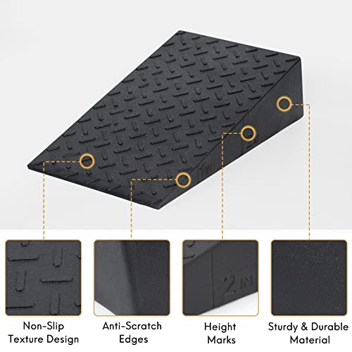 Squat Wedge for Easier Squats: 2-Pack Non-Slip Blocks with Guides | Improve Knees Ankles Mobility for Split Squats Weightlifting Deadlift Fitness Enthusiasts Home Exercisers Daily Workout