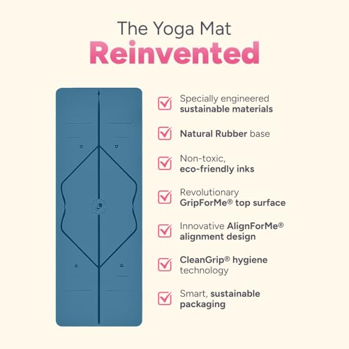 Liforme Travel Yoga mat – Patented Alignment System, Warrior-Like Grip, Non-Slip, Eco-Friendly, Ultra-Lightweight and Sweat Resistant, Made with Natural Rubber - color: Blue