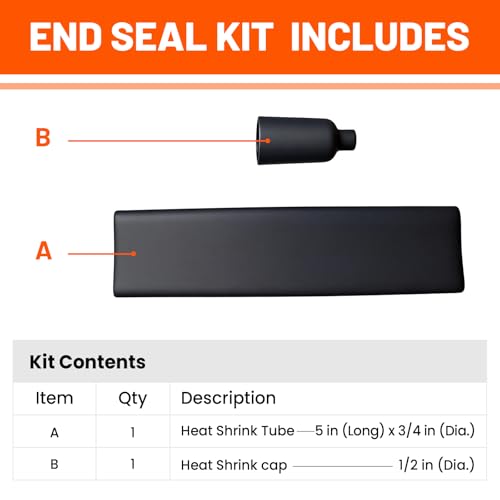 Universal End Seal Kit for Self-Regulating Heat Cable | Heat Shrink End Termination Kit for Heating Cable, Moisture-Proof Seal for Roof & Gutter De-Icing - style: End Seal Kit