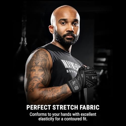 Hayabusa Mayweather Stretch Hand Wraps for Men and Women, 180 inches - color: Black