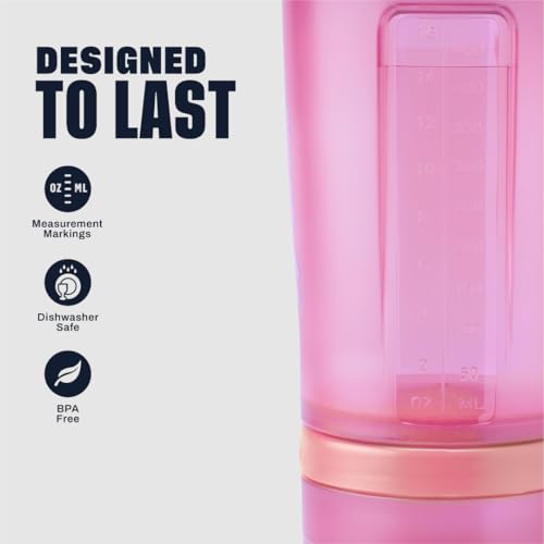 BlenderBottle Shaker Bottle with Pill Organizer and Storage for Protein Powder, Classic V2 ProStak System, 22-Ounce, Pink - color: Pink