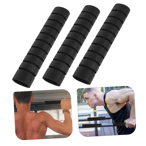 POPETPOP 3 Pcs Pull-up Bar Grips, Non-Slip Foam Tubing Grips, Thick Sponge Bar Adapter, Pull-up Sleeves for Strength Training Equipment (Black)
