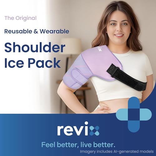 REVIX Large Shoulder Ice Pack Wrap & Brace for Rotator Cuff & Arm | Reusable Gel Shoulder Brace for Surgery Recovery, Rotator Cuff & Muscle Relief, for Men & Women, Purple - size: Large, style: Purple, 1 Gel Pack+1 Shoulder Brace