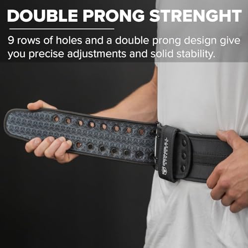 Hybrid Weight Lifting Belt – Heavy Duty Prong Support, Neoprene Interior, Tapered Powerlifting Design – Back Support for Squats, Deadlifts, & Strength Training – Stylish & Rigid Gym Belt for Men & Women - size: XX-Large