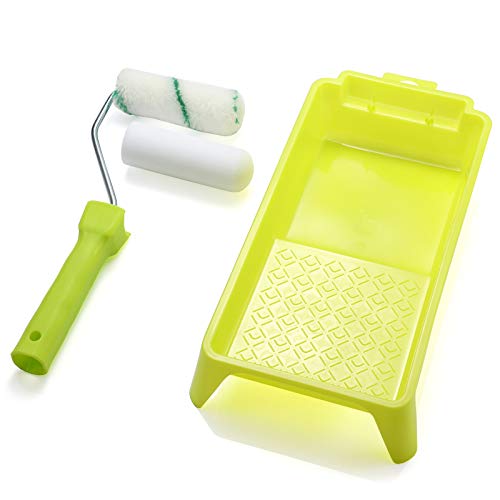 Foam Paint Roller Tray Set,4-Inch Mini Roller Cover Refills with Frame, Paint Tray, Liners, High-Density Foam Small Roller Naps, Bathtub Refinishing Sponge Roller Kit(15Pcs) - size: 4 inch Foam Roller Set
