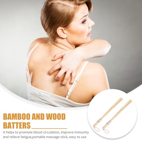 FOMIYES 2Pcs Bamboo Massage Sticks for Back, Neck, Shoulder, and Legs - Ergonomic Design, Lightweight, Portable Self Massage Tools