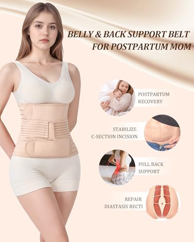 Postpartum Belly Band for Women: Adjustable Compression Wrap for Abdominal & Waist Support C-Section & Vaginal Birth Recovery Beige XL - color: Beige, size: XL (Belly 42.5"–48.5")