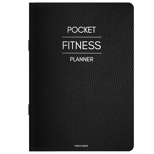 Pocket Fitness Planner A6 Gym Workout Logbook, Fitness Goals & Progress Tracker, Body Measurements & Personal Bests, Portable Exercise Planner with Gloss Water-Resistant Cover (Mono)