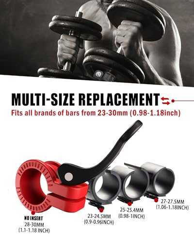 Mini Barbell Clips 1 inch I Multi-Size Adjustable Barbell Collar I 1 inch Barbell ClampsIQuick Release Weight Clips Pair of Locking for Dumbbell Bar - color: Red+black