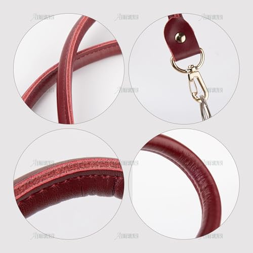 AUEAR, Replacement Handles Bag Purses Straps Black Handbag Strap with Gold Lobster Buckles for Small Handmade Straw (15.7 Inches, Style A, Wine Red) - color: Wine Red