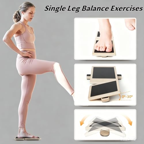 Ankle Balance Board & Sidekick Axis Board – Single-Leg Balance Trainer for Foot Strengthening, Adjustable Roller System with Training Guide & Cork Ball, Ideal for Home Gym or Office Use