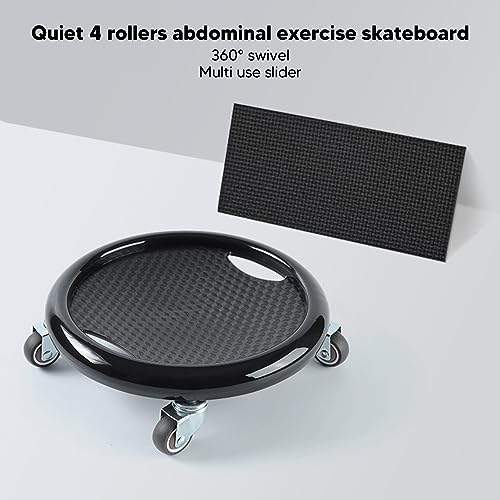 Wheel,360 Degrees Swivel Core Coaster Abdominal Strength Workout Trainer for Home Gym Fitness Waist Strength Trainer (Black)