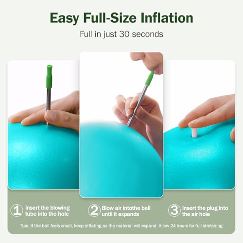 Slim Panda Pilates Ball, 9 Inch Small Exercise Ball, Anti Burst Mini Yoga Ball for Stability, Workout, Barre, Core Strength, Physical Therapy, Balance, Stretching - color: Lake Blue