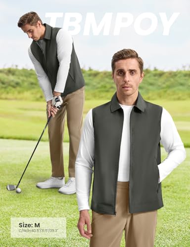 TBMPOY Men's Vest Casual Lightweight Thin Utility 3 Zip Pockets Stylish Sleeveless Jackets Summer Fall Golf Travel Business - color: Charcoal Grey, size: Small