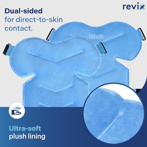 REVIX XL Shoulder Ice Pack for Rotator Cuff Reusable Gel Cold Wrap for Shoulders Injuries and Surgery, Soft Plush Lining, Flexible and Long Lasting - size: XL, style: Blue